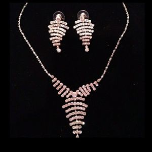 Rhinestone Drop Necklace and Earring Set